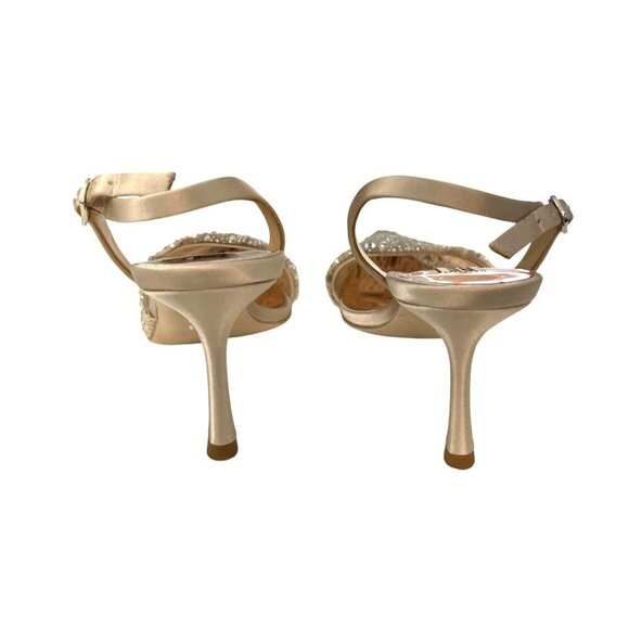 NEW Badgley Mischka $245 Size 7.5 Brenna Rhinestone Slingback Heels Shoes - Picture 7 of 10
